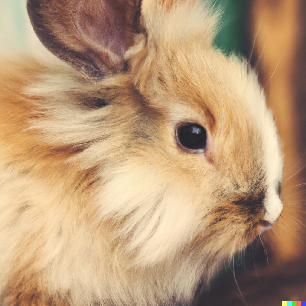close up image of young brown rabbit with lots of fur